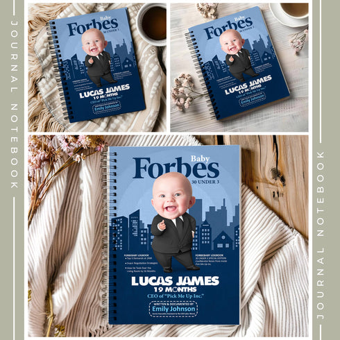 Personalized Baby Forbes Notebook – Custom CEO Baby Photo & Name – Funny Gift for Moms